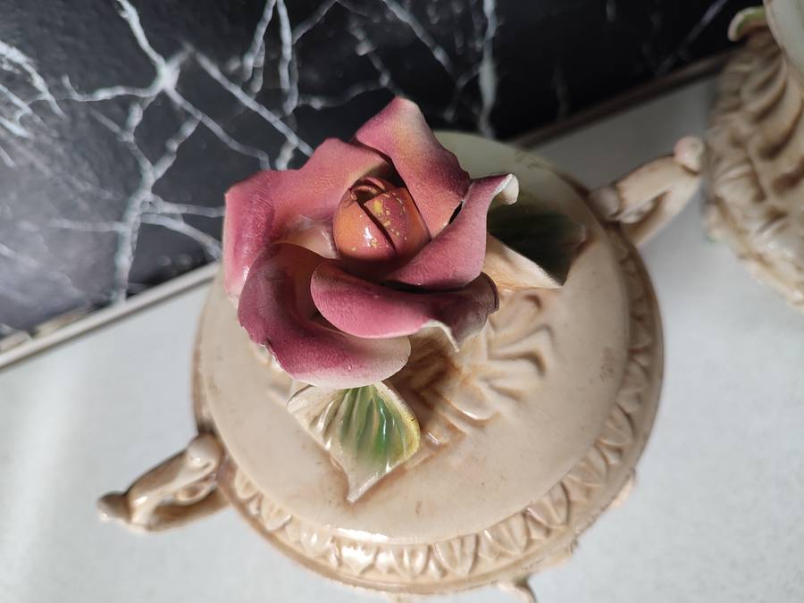 #5 VINTAGE FLORAL CAPODIMONTE BOWL AND VASE