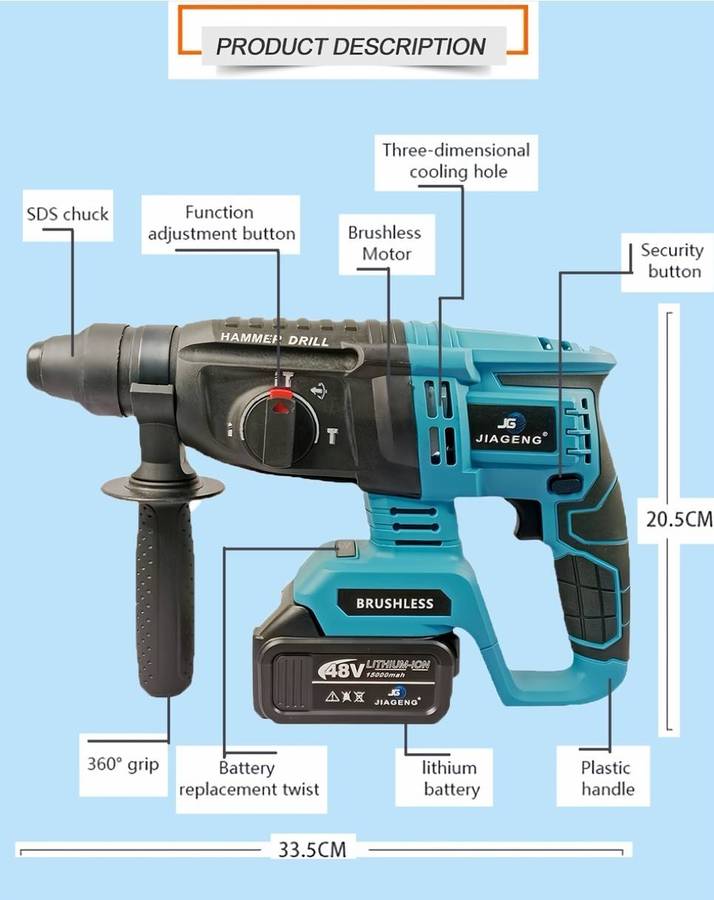Multi-Function Power Tool Set Combination with Chargeable Cordless Drill