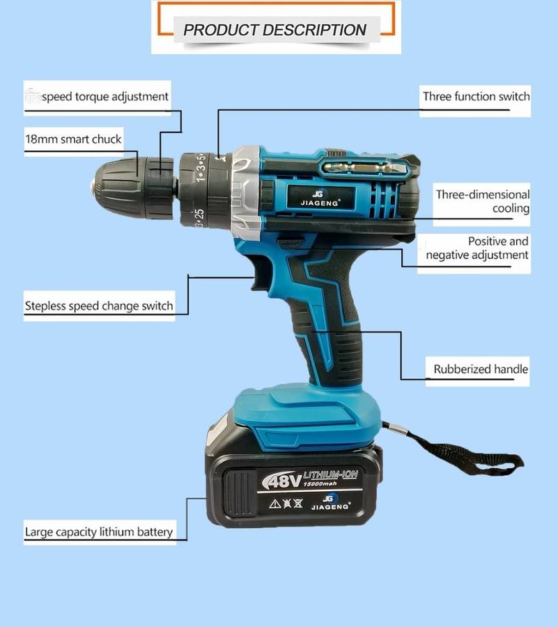 Multi-Function Power Tool Set Combination with Chargeable Cordless Drill