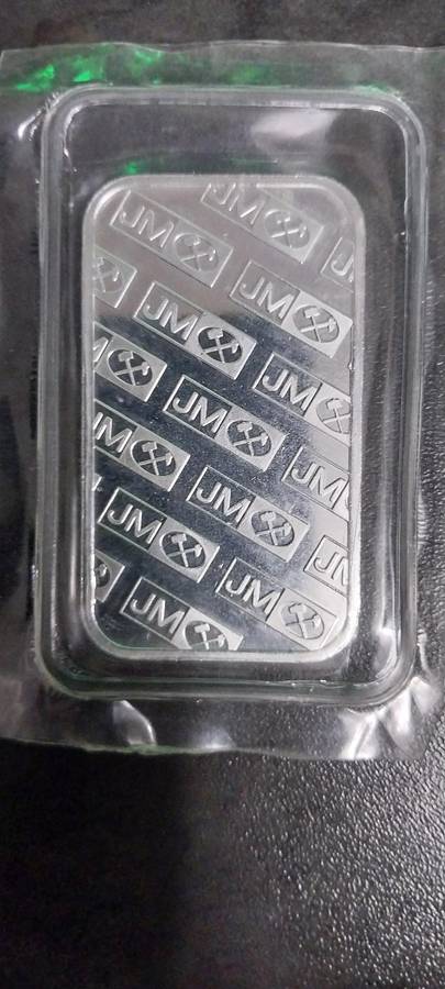 1oz PURE SOLID SILVER RECTANGULAR JM JOHNSON MATTHEY