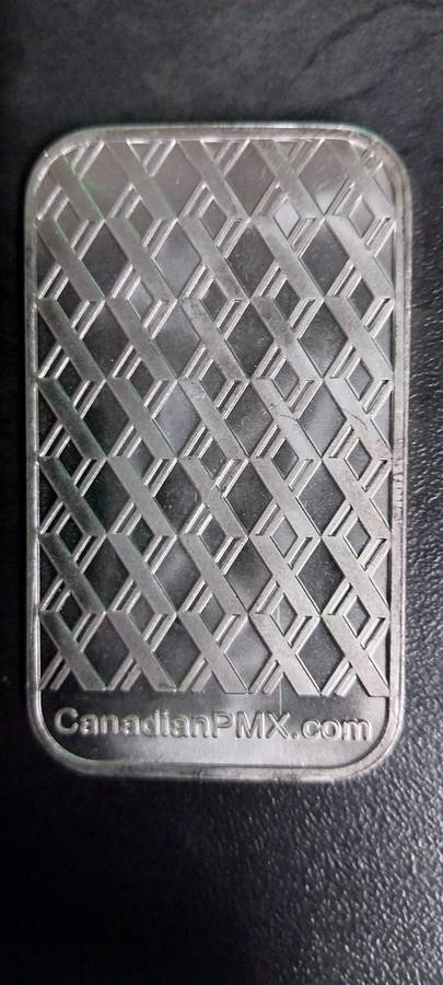 1oz PURE SOLID SILVER RECTANGULAR Canadian PMX BAR