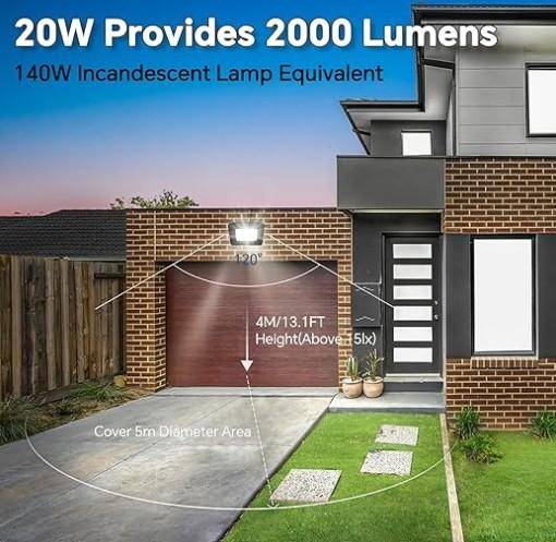 20W LED Electrical Floodlight - Outdoor, 2000LM Super Bright for Security and IP66 Waterproof