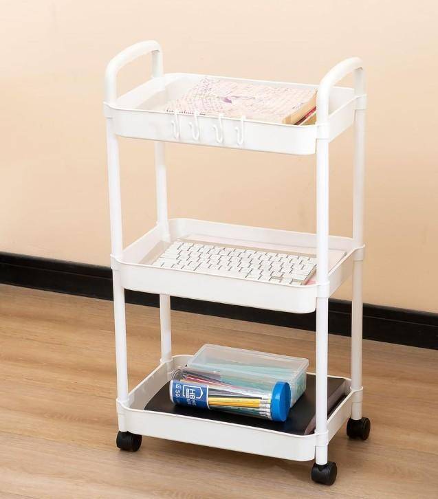 4-Tier Rolling Storage Cart with Lockable Wheels for Home and Office