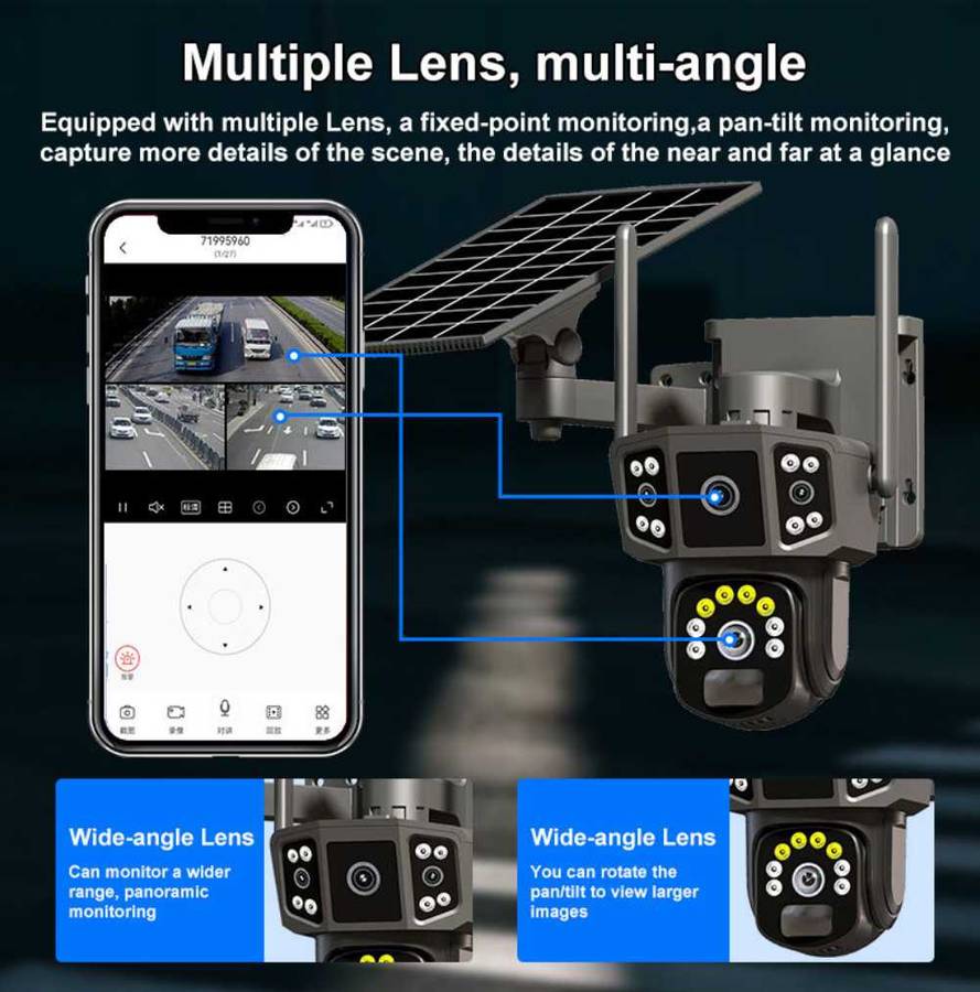 4G WiFi CCTV Surveillance Camera With Solar ,Smart Detection Cloud Storage