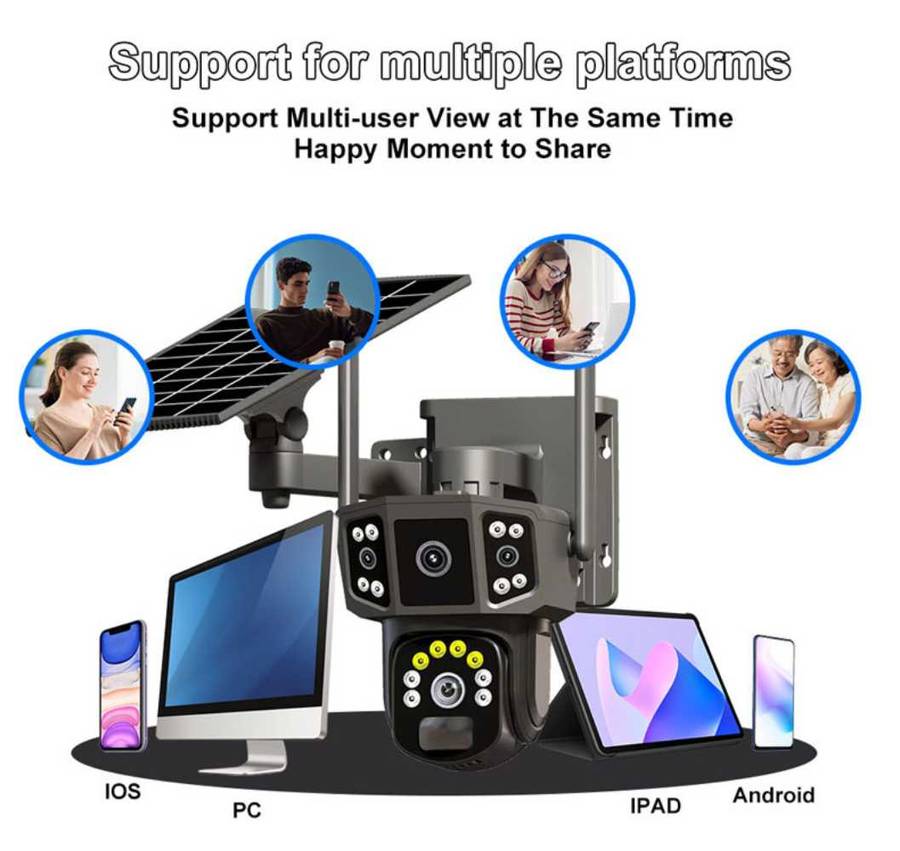 4G WiFi CCTV Surveillance Camera With Solar ,Smart Detection Cloud Storage