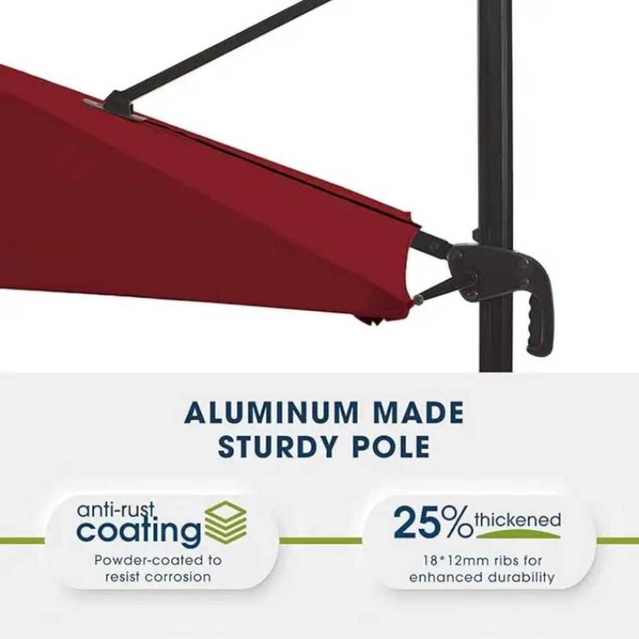 Premium Cantilever Patio Umbrella  Outdoor Offset Umbrella for Garden, Deck, and Poolside Shade