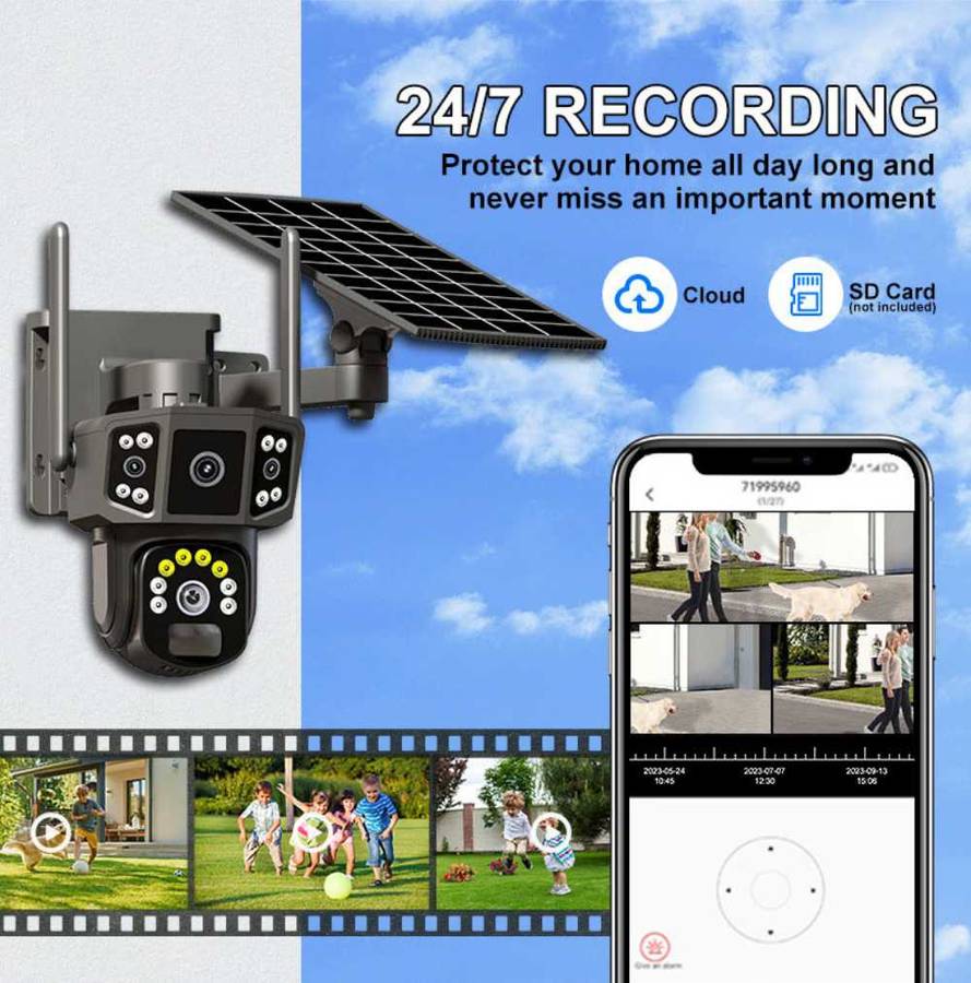 4G WiFi CCTV Surveillance Camera With Solar ,Smart Detection Cloud Storage