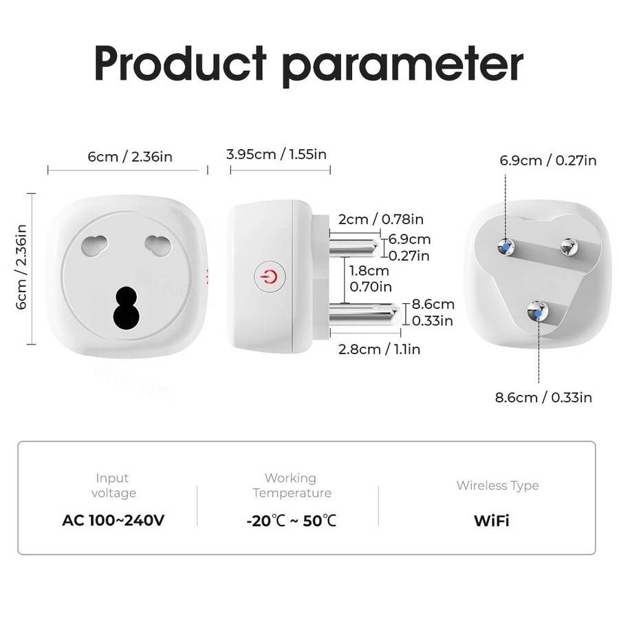 WiFi Smart Plug 16A TUYA South African Power AC Plug Socket