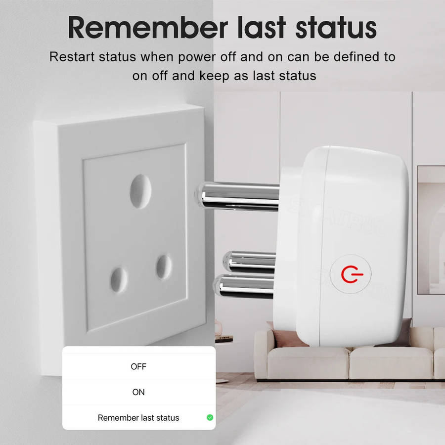 Zigbee Smart Plug 16A TUYA South African Power AC Plug Socket
