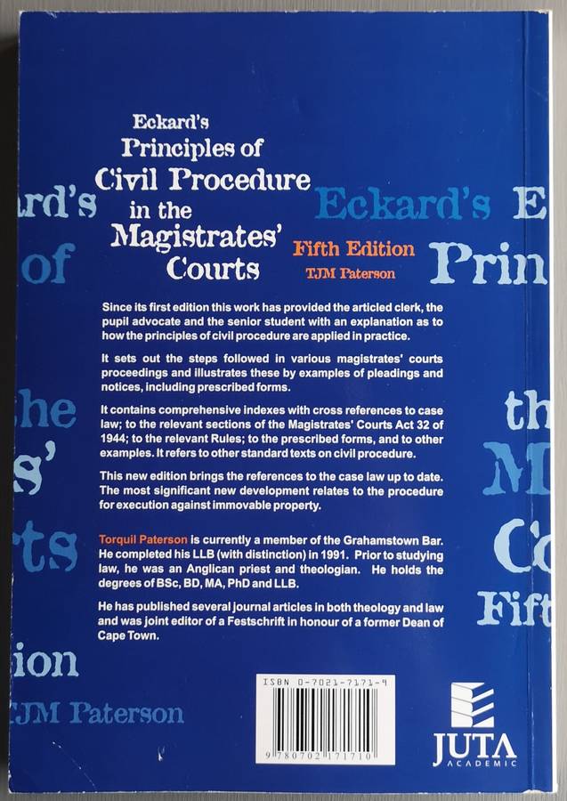 Principle of Civil Procedure in the Magistrate's Courts - TJM Paterson