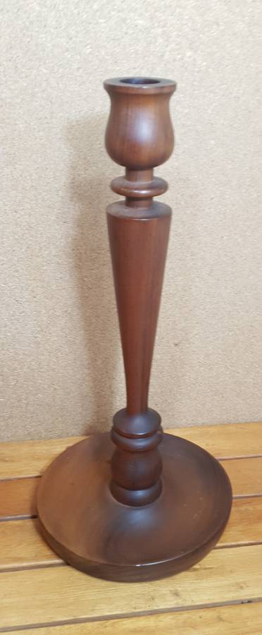 Demo stock - Handcrafted wooden tall  candle stick holder on stand
