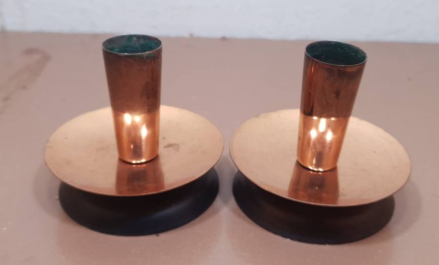 Demo stock - Pair of Israel made  copper candle stick holder.