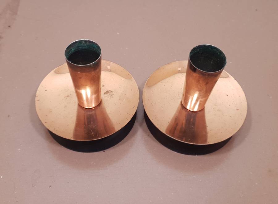 Demo stock - Pair of Israel made  copper candle stick holder.