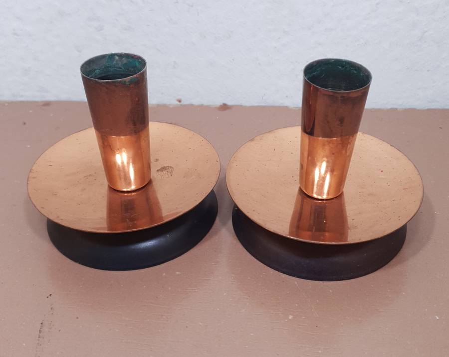 Demo stock - Pair of Israel made  copper candle stick holder.