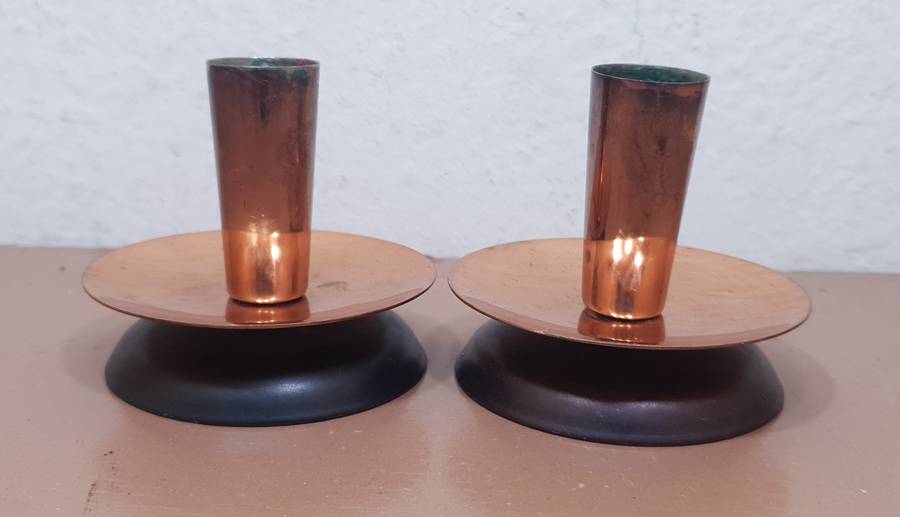 Demo stock - Pair of Israel made  copper candle stick holder.