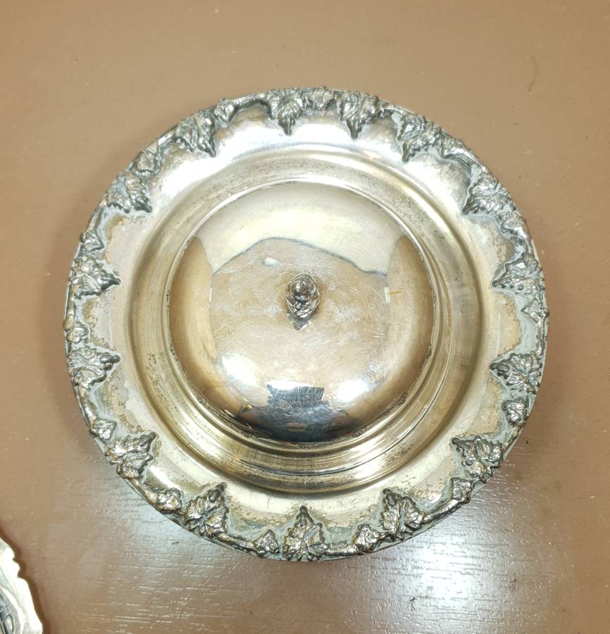 Hallmarked vintage Silver Plated on Copper cheese dom on stand - Made in France.