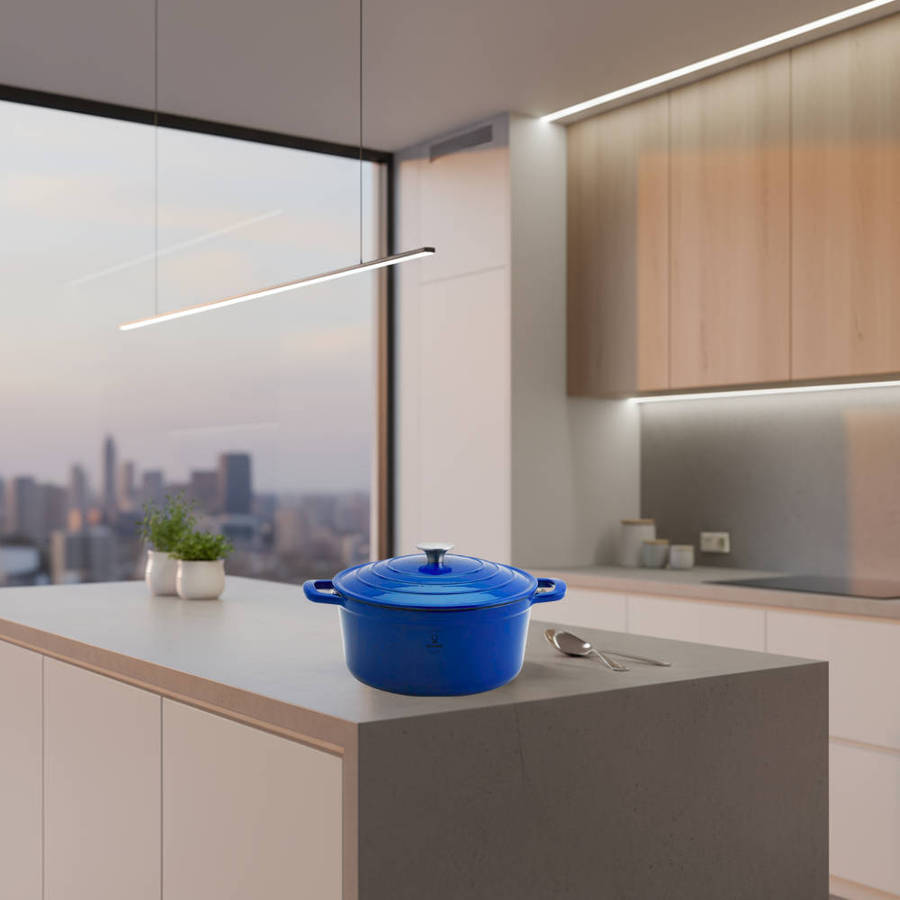 Chefs Choice 28cm Enameled Cast Iron Pot with Lid | Premium Quality - Blue