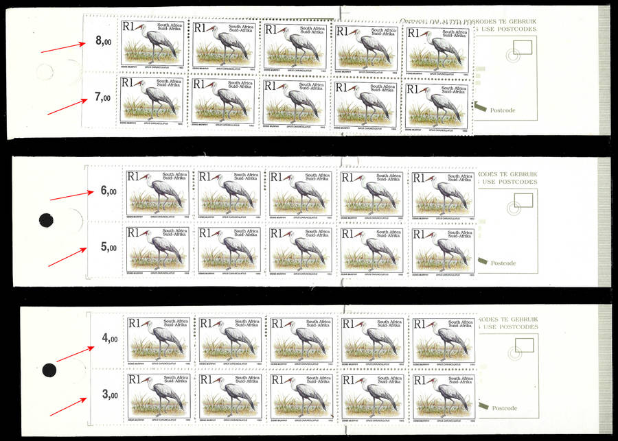 1998 Ilsapex Booklets with Wattle Crane INSIDE instead of Rhino Plus Sheet Combinations, Scarce (7)