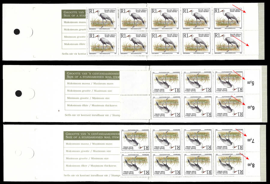 1998 Ilsapex Booklets with Wattle Crane INSIDE instead of Rhino Plus Sheet Combinations, Scarce (7)