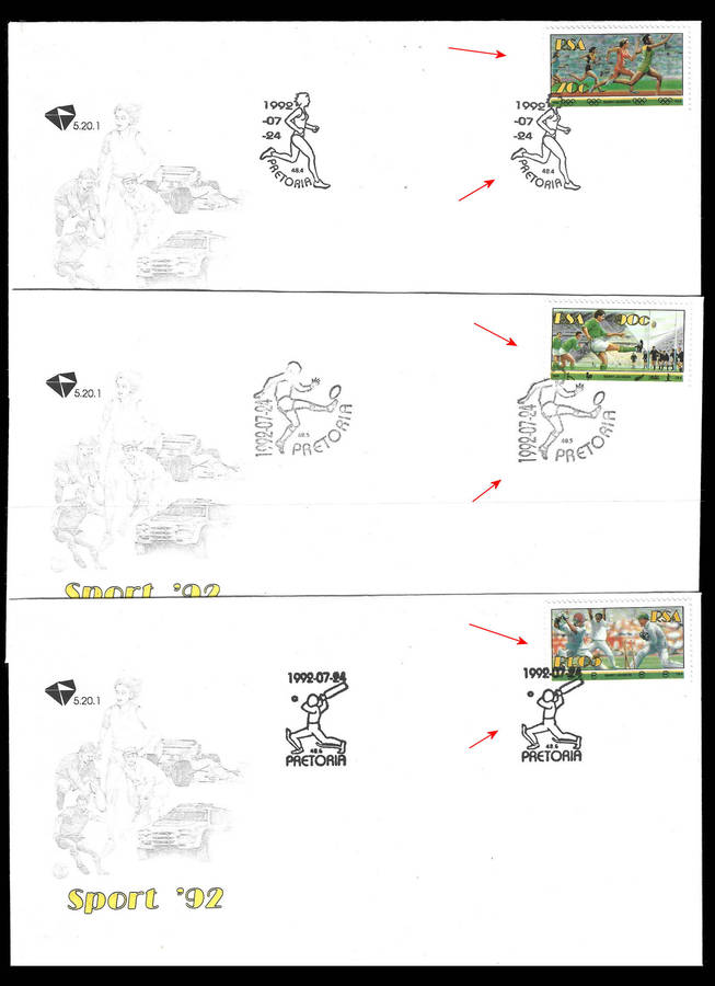 1992 SPORT Set of 6 Covers, each with SPECIAL Date Stamp