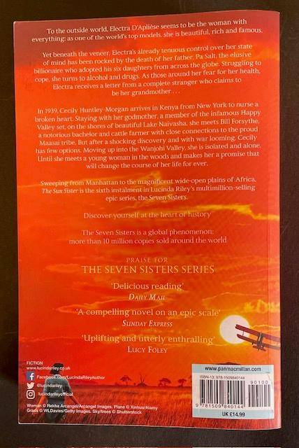 THE SUN SISTER - LUCINDA RILEY - 837 PAGES - SEVEN SISTER SERIES