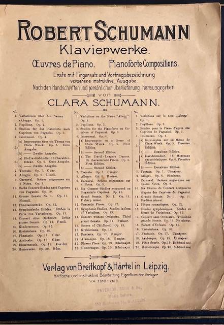 Vintage sheet music - ROBERT SCHUMANN'S PIANO WORKS - Compiled by Clara Schumann
