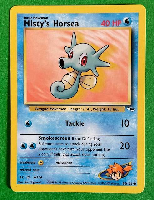 Pokémon Trading Card  - MISTY'S HORSEA - 2000 -  86/132 -LP NM