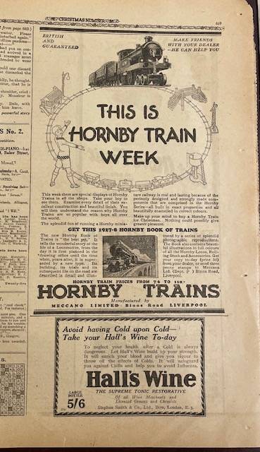 Antique advertisement - HORNBY TRAINS - MECCANO - MORRIS'S MIXED CIGARETTES - 1927 PEARSON'S #TRAINS