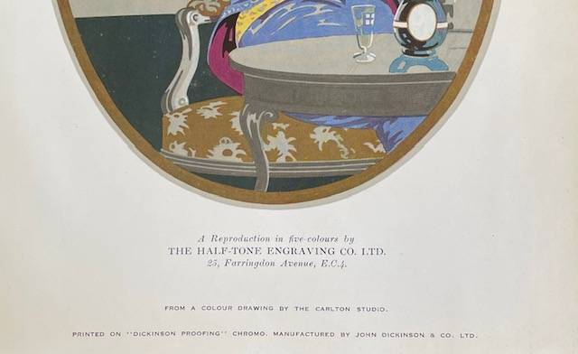 Antique reproduction of colour drawing by Carlton Studio on Dickinson proofing chromo