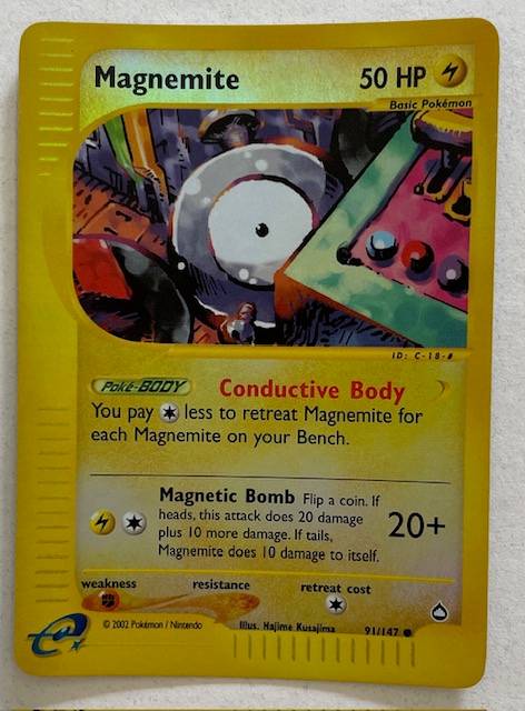 Pokémon Trading Card - 2002- MAGNEMITE 91/147 REV HOLO  LP