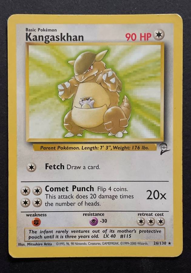 Pokémon Trading Card - 1999-2000 - KANGASKHAN - 2ND EDITION - 26/130 RARE  NON HOLO- MP