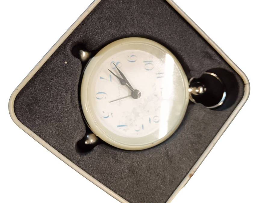 ROGER LASCELLES CLOCKS LONDON.ALARM BATTERY CLOCK