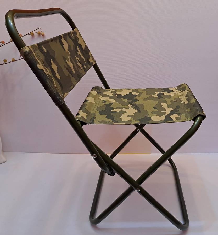 Bush Baby Camping Stool With Back Camouflage Green