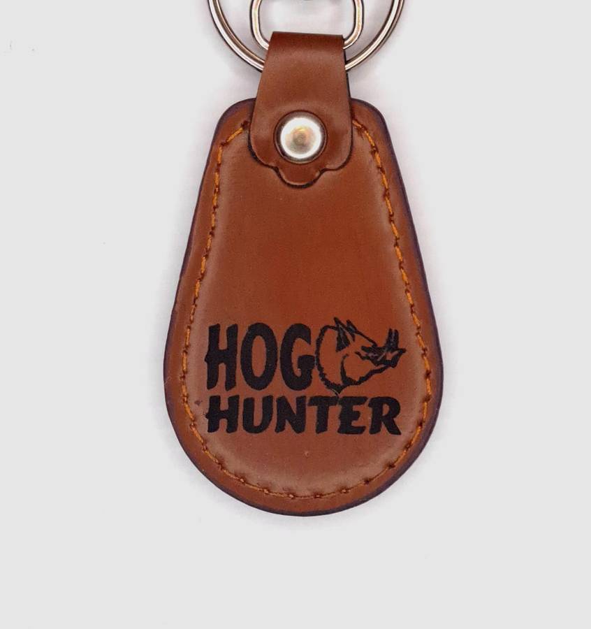 Engraved Leather Keyring - Half Oval Shape
