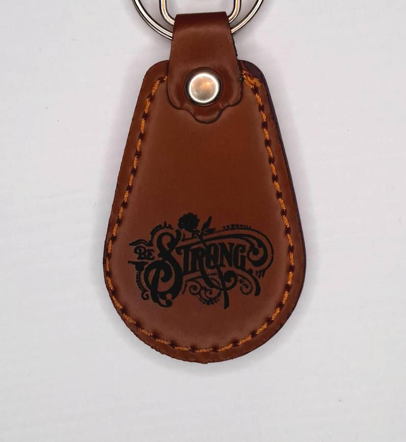 Engraved Leather Keyring - Half Oval Shape