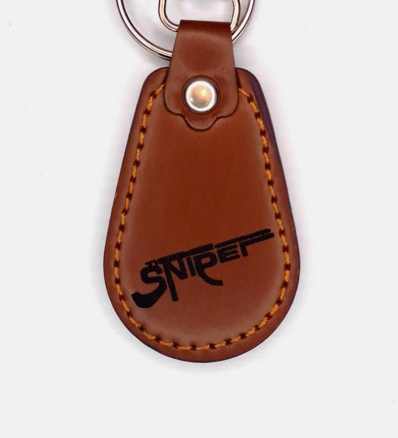Engraved Leather Keyring - Half Oval Shape