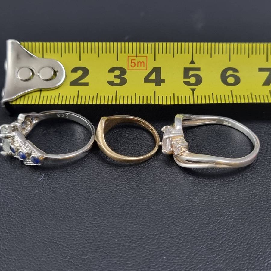 Lot of 3 Vintage Rings  Sterling Silver 925 & Gold Shell
