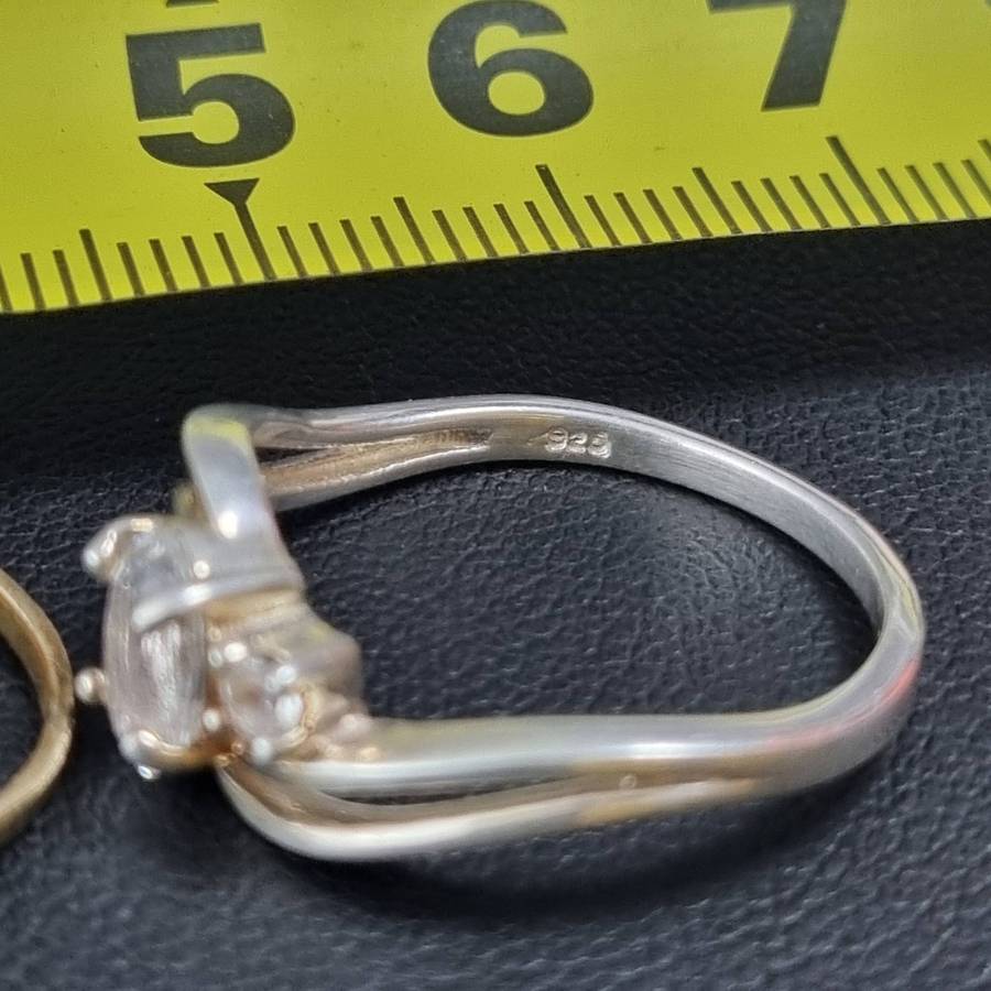 Lot of 3 Vintage Rings  Sterling Silver 925 & Gold Shell