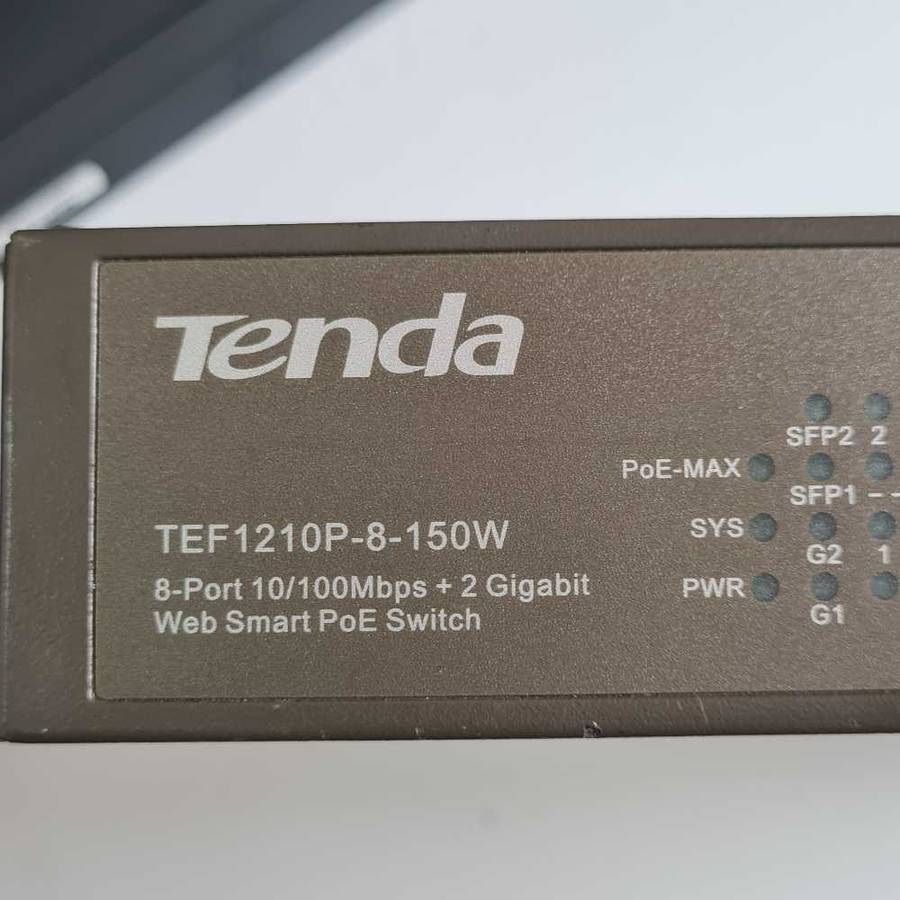 Tenda 8 Port Fast Ethernet 2GE+2SFP Web Smart 123W PoE Switch