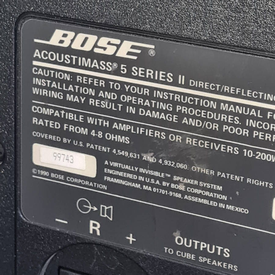BOSE ACOUSTIMASS 5 SERIES II passing sub woofer