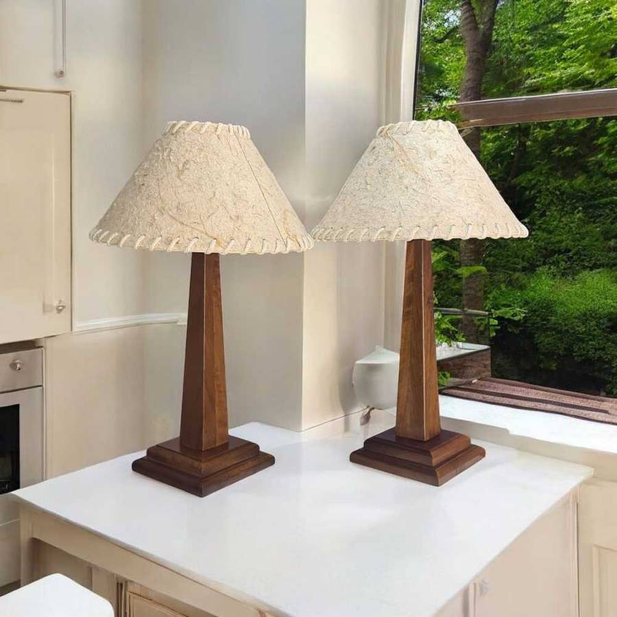 Wooden side lamps