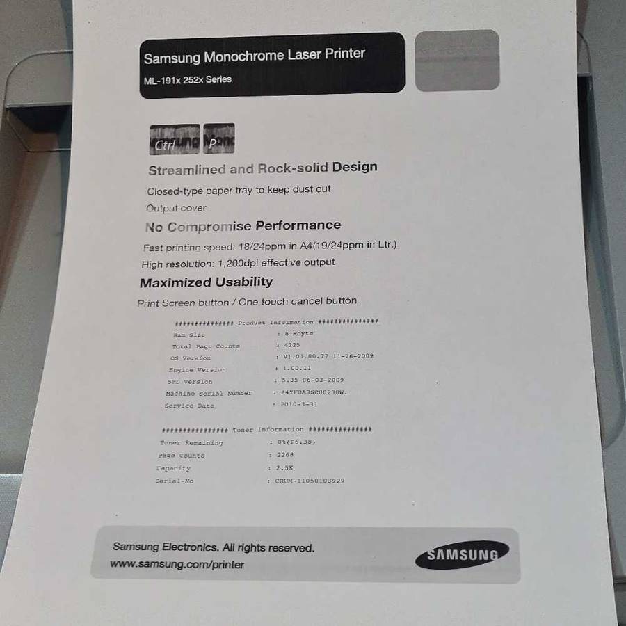 Samsung ML 1910 fast Mono laserjet printer