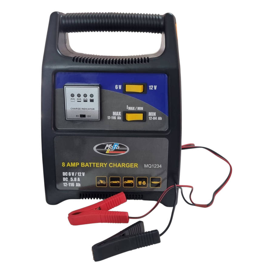 MOTO-QUIP 8 AMP BATTERY CHARGER (MQ1234)  RELIABLE 6V/12V CHARGER