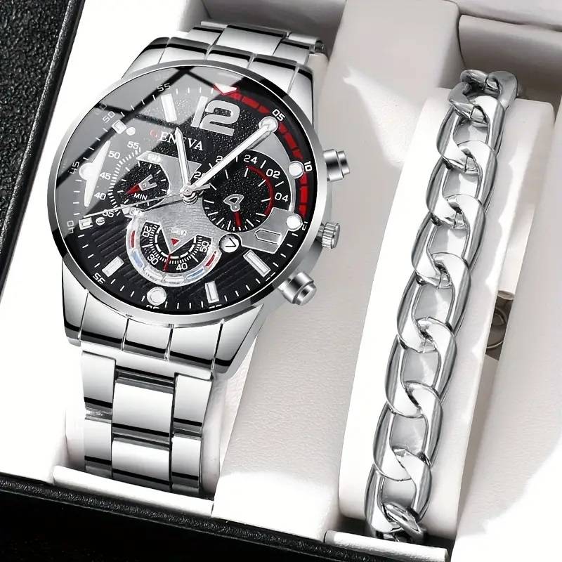 2 Pcs Silvery Quartz Watch