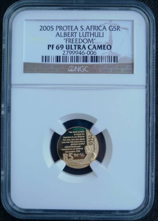 2005 Protea 1/10th GOLD R5 Albert Luthuli PF69 Ultra Cameo