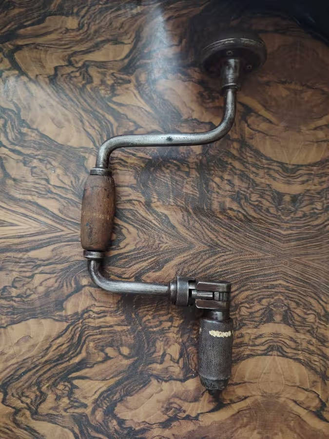 two fully working vintage hand brace drill