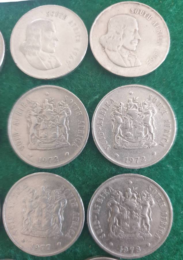 15 x South African 20c coins