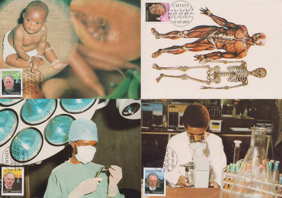 Maxi Card Set of 4 Transkei 1985 Famous People of Medicine