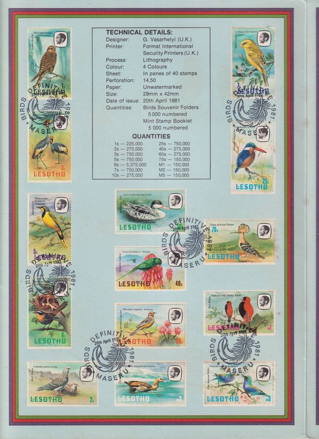 Stamps Lesotho Birds Definitive Issue 1981