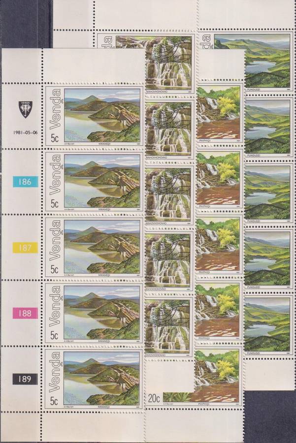 Stamp Control Blocks Venda 1981 Lakes and Waterfalls